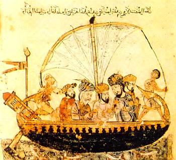 Купеческий корабль везет с Востока бумагу (арабская миниатюра).