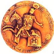 Печать испанского короля Альфонса X с объединенным гербом Кастилии (крепость) и Леона (лев).