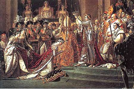 Жак Луи Дэвид запечатлел на своей картине, как Наполеон коронует свою жену Жозефину в соборе Парижской Богоматери. В период наивысшего могущества императора Лувр назывался Музеем Наполеона.