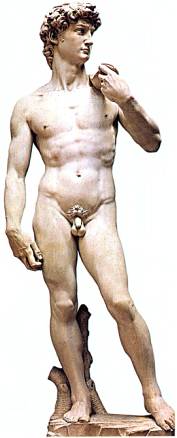 Знаменитый «Давид» (1501–1504) Микеланджело больше трех с половиной веков украшал площадь Синьории во Флоренции. В 1873 г. его заменили точной копией, а оригинал теперь находится во флорентийской галерее Академии.