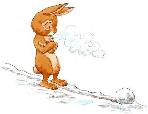 Кролик зимой и снежок