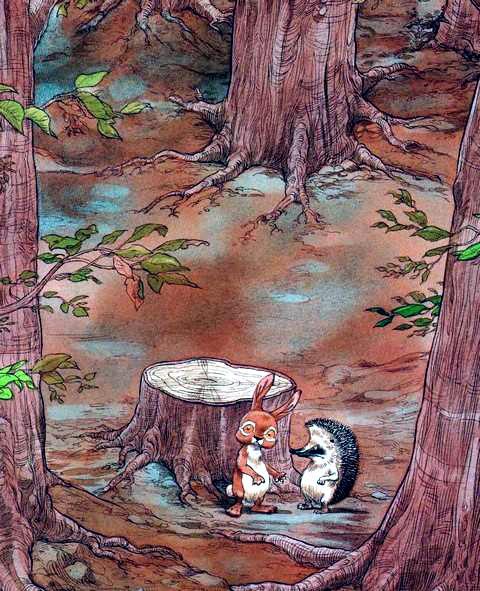 Ёжик и Кролик в дремучем лесу у пня