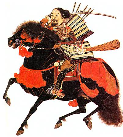 Благородный воин-самурай Такаудзи Асикага (1305–1358), первый сёгун из дома Асикага, в пышных доспехах.
