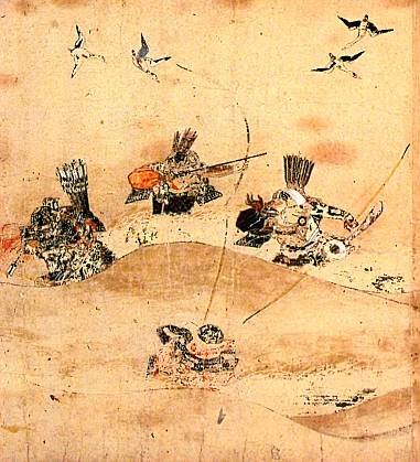 бой самураев, возглавляемых Ёсиэ Минамото