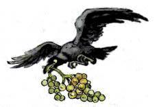 ворона кагги карр несет гроздь винограда