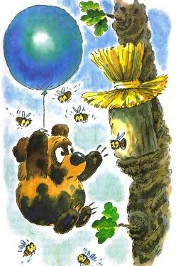 Винни-Пух на шарике и пчелы