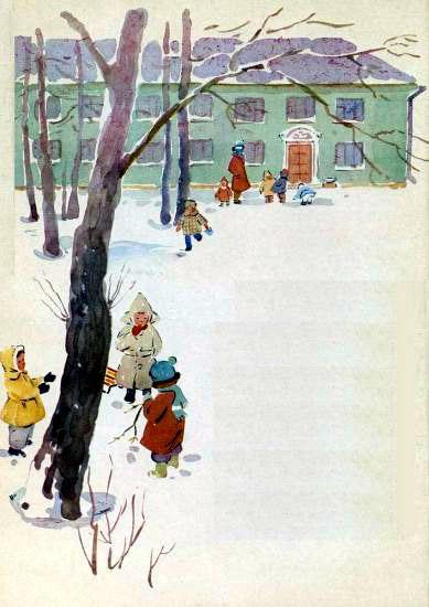 дети играют зимой на улице