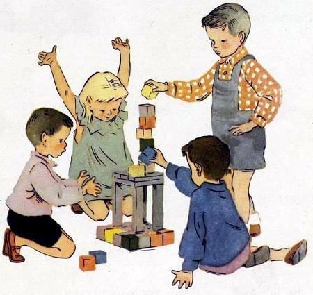 дети играют с кубиками