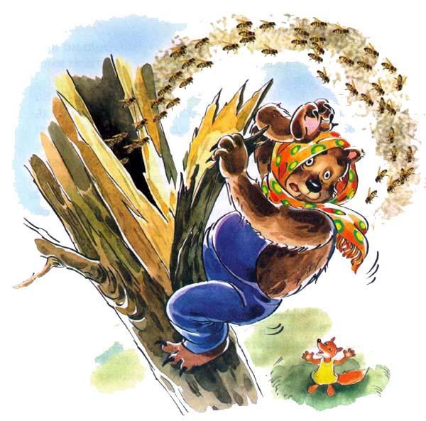 медведь залез на дерево за медом дикие пчелы атакуют